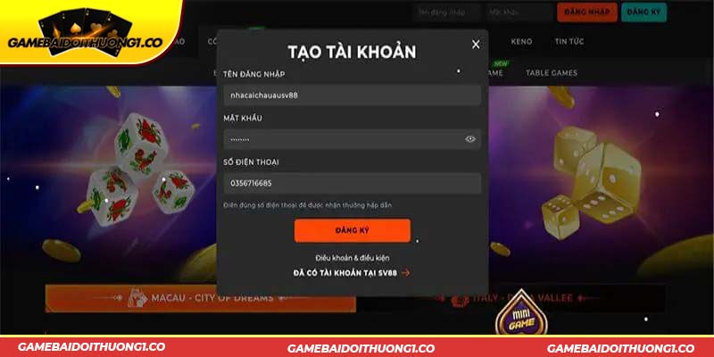 Quá trình đăng ký tài khoản nhà cái siêu nhanh